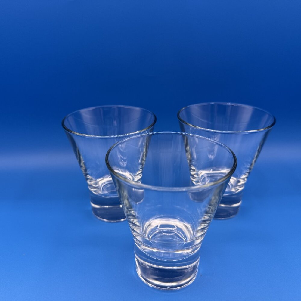 Martini Cocktail Glasses, Set of 3, Heavy Walled, Weighted Bottom, Stemless